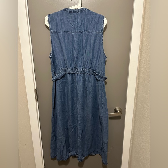 NWOT Seraphine Sleeveless Midi Shirt Nursing and Maternity Dress Djena - Denim - Picture 3 of 4